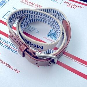 Peter Millar MMA Jt Spencer Mens Belt Sz 38 Embroidered Leather Canvas Golf